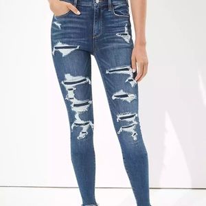NWT American Eagle dark wash patched Jeans